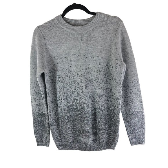 H&M Womens Sweater Chunky Knit Oversized Metallic Ombre Crew Neck Gray Silver S - Picture 1 of 4